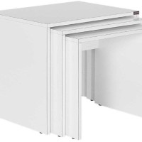Σετ τραπεζάκια Ζιγκον Λευκό High gloss 55x47x40cm