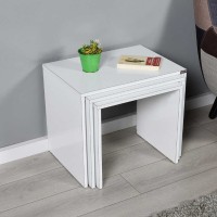 Σετ τραπεζάκια Ζιγκον Λευκό High gloss 55x47x40cm