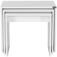 Σετ τραπεζάκια Ζιγκον Λευκό High gloss 55x47x40cm