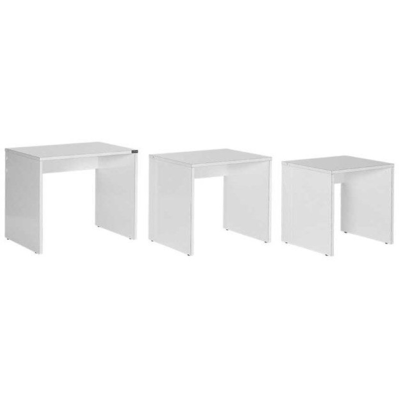 Σετ τραπεζάκια Ζιγκον Λευκό High gloss 55x47x40cm