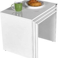 Σετ τραπεζάκια Ζιγκον Λευκό High gloss 55x47x40cm