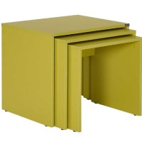 Σετ τραπεζάκια Ζιγκον κιτρινοπράσινο 55x47x40cm
