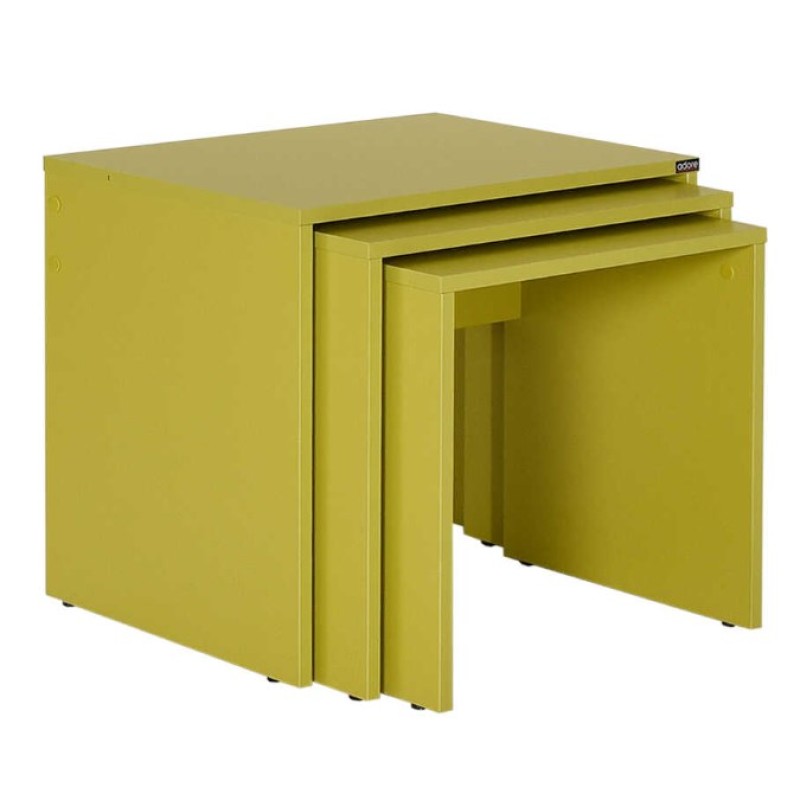 Σετ τραπεζάκια Ζιγκον κιτρινοπράσινο 55x47x40cm