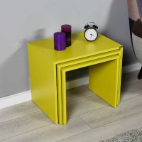 Σετ τραπεζάκια Ζιγκον κιτρινοπράσινο 55x47x40cm