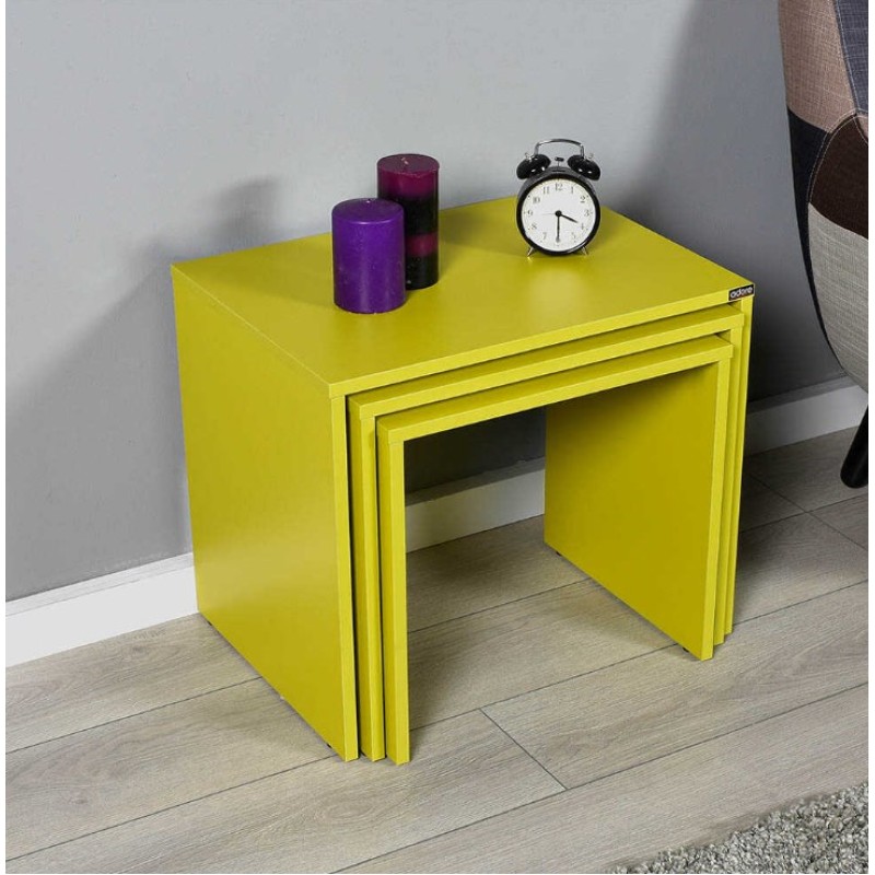 Σετ τραπεζάκια Ζιγκον κιτρινοπράσινο 55x47x40cm