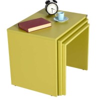 Σετ τραπεζάκια Ζιγκον κιτρινοπράσινο 55x47x40cm