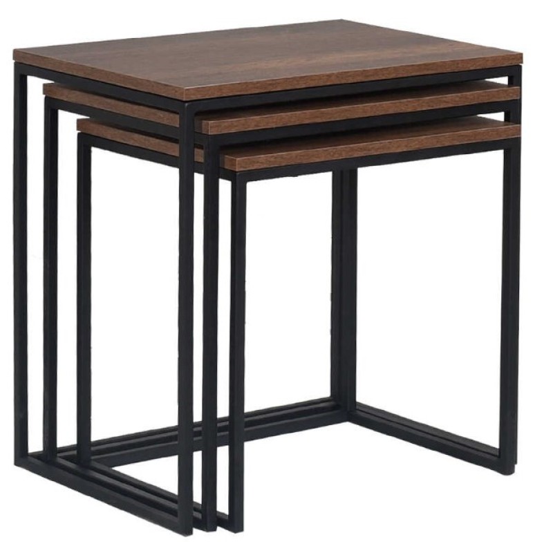 Σετ τραπεζάκια Ζιγκον Καρυδί 55x47x40cm