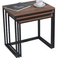 Σετ τραπεζάκια Ζιγκον Καρυδί 55x47x40cm