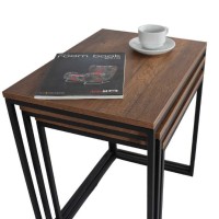 Σετ τραπεζάκια Ζιγκον Καρυδί 55x47x40cm