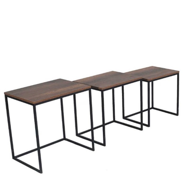 Σετ τραπεζάκια Ζιγκον Καρυδί 55x47x40cm