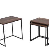 Σετ τραπεζάκια Ζιγκον Καρυδί 55x47x40cm