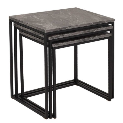 Σετ τραπεζάκια Ζιγκόν SHP-933-QQ Μάρμαρο 55x47x40cm