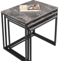 Σετ τραπεζάκια Ζιγκον Μάρμαρο 55x47x40cm