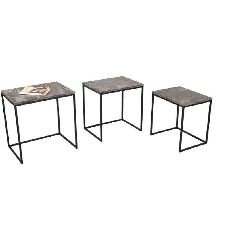 Σετ τραπεζάκια Ζιγκον Μάρμαρο 55x47x40cm
