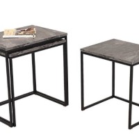Σετ τραπεζάκια Ζιγκον Μάρμαρο 55x47x40cm