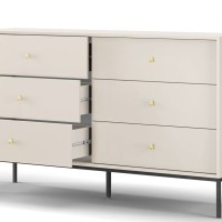 Συρταριέρα Mono χρώμα Μπεζ + χρυσό με 6 συρτάρια 154x91x39cm