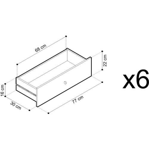 Συρταριέρα Mono χρώμα Μπεζ  με 6 συρτάρια 154x91x39cm