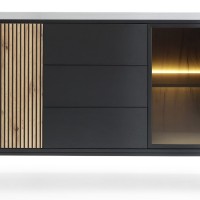 Μπουφές με βιτρίνα και συρτάρια Sento Ανθρακί 154x83x39 cm