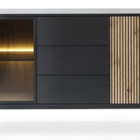Μπουφές με βιτρίνα και συρτάρια Sento Ανθρακί 154x83x39 cm