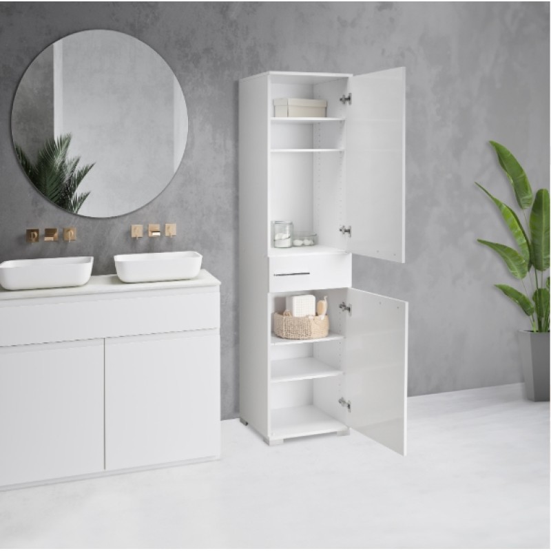 Ντουλάπα μονόφυλλη DIAMOND Λευκό+Λευκό High Gloss 45x187x38cm