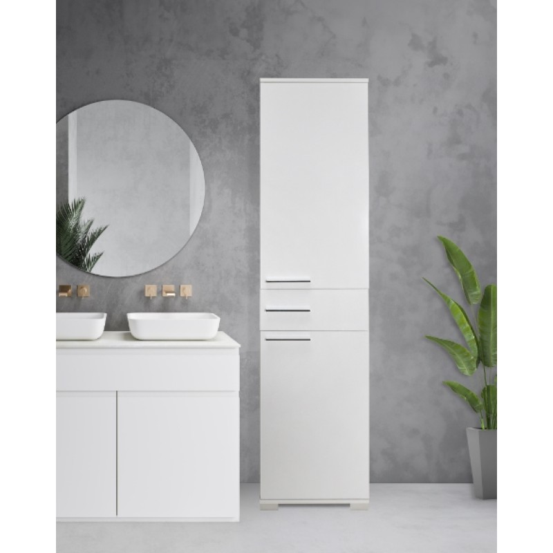 Ντουλάπα μονόφυλλη DIAMOND Λευκό+Λευκό High Gloss 45x187x38cm