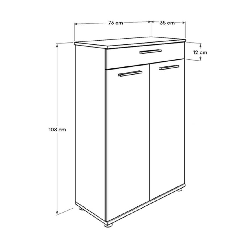 Παπουτσοθήκη Antre-521 Λευκή με συρτάρι 73x108x35cm