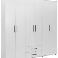Ντουλάπα white Εξάφυλλη λευκό 206x213x52cm