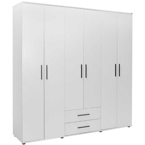 Ντουλάπα GRD-662-BB Εξάφυλλη λευκή 206x213x52cm