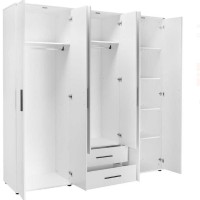 Ντουλάπα white Εξάφυλλη λευκό 206x213x52cm
