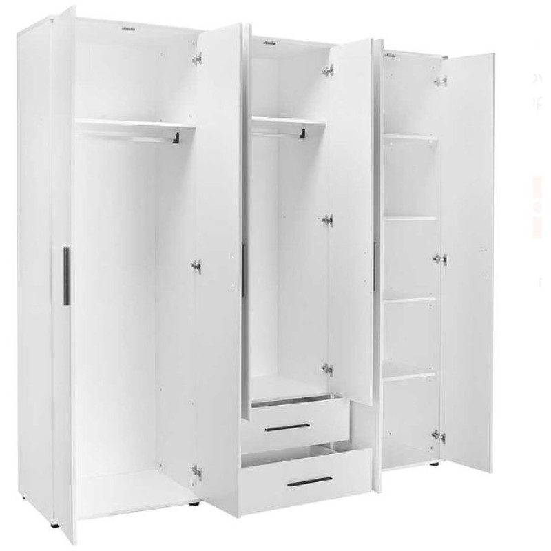 Ντουλάπα white Εξάφυλλη λευκό 206x213x52cm