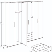 Ντουλάπα white Εξάφυλλη λευκό 206x213x52cm