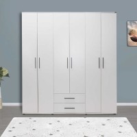 Ντουλάπα white Εξάφυλλη λευκό 206x213x52cm