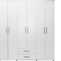 Ντουλάπα white Εξάφυλλη λευκό 206x213x52cm