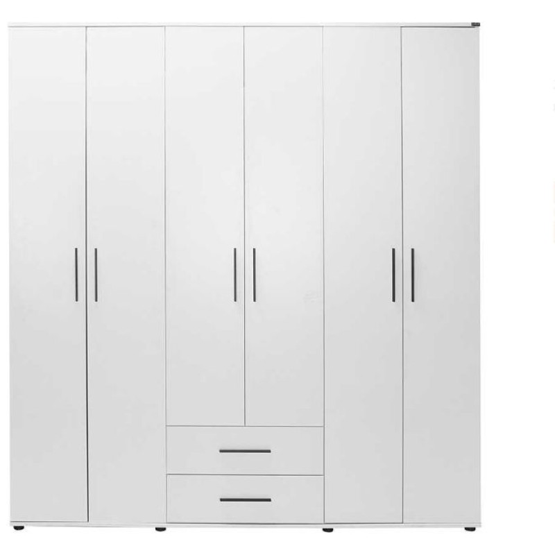 Ντουλάπα white Εξάφυλλη λευκό 206x213x52cm