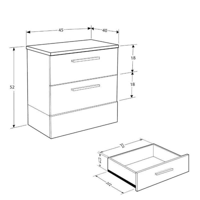 Κομοδίνο Base Λευκό 45x52x40cm