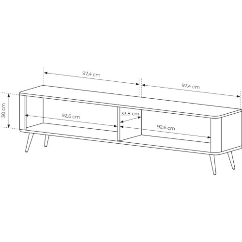 Έπιπλο τηλεόρασης Lante Ανθρακί 200x51x38cm