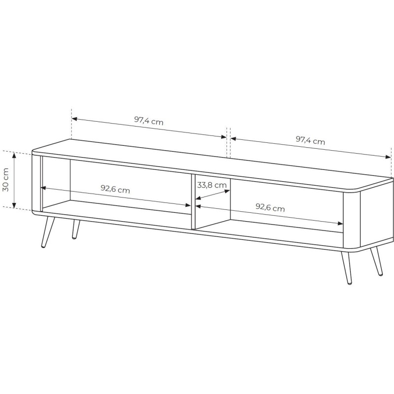 Έπιπλο τηλεόρασης Lante Ανθρακί 200x51x38cm