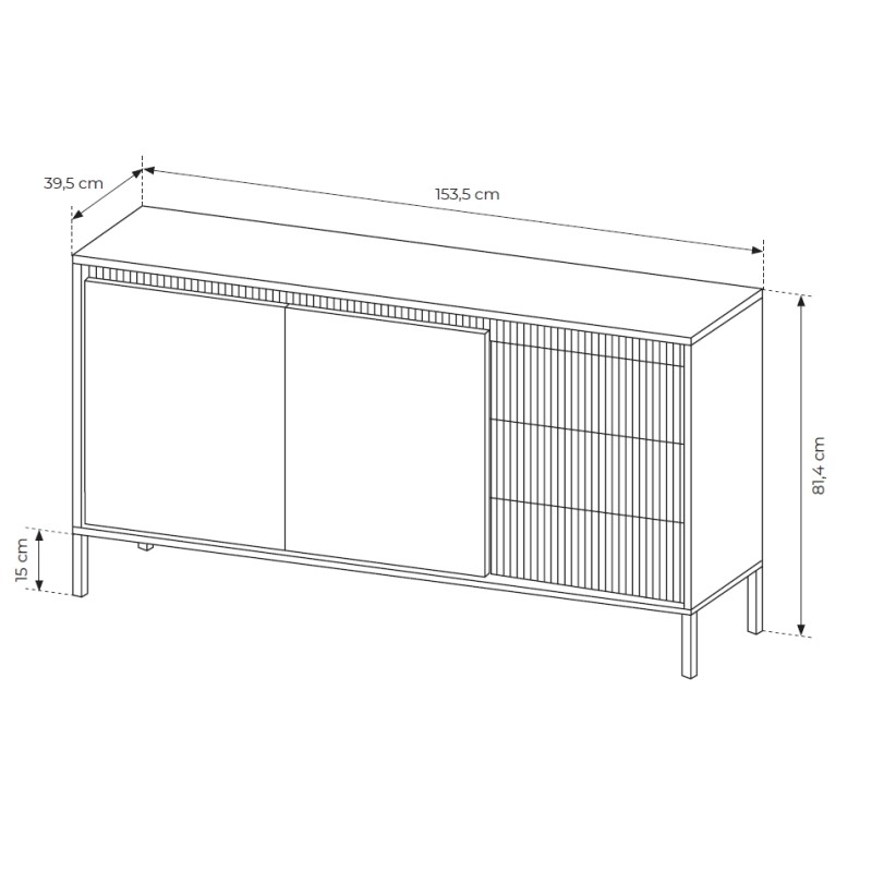 Μπουφές με συρτάρια Senso Ανθρακί 153x81x40cm