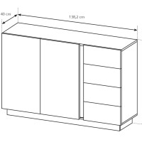 Μπουφές με συρτάρια Arco ΙΙ Φυσικό Artisan + Γραφίτης 138,2x90,5x40cm