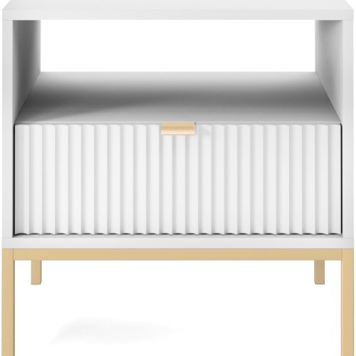 Κομοδίνο Nova Λευκό +χρυσό 54x56x39cm