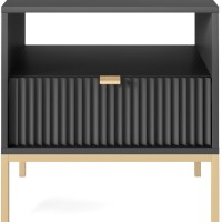 Κομοδίνο Nova Ανθρακί + Χρυσό 54x56x39cm