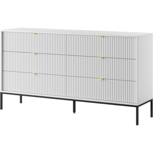 Συρταριέρα Nova χρώμα λευκό με 6 συρτάρια 154x91x39cm
