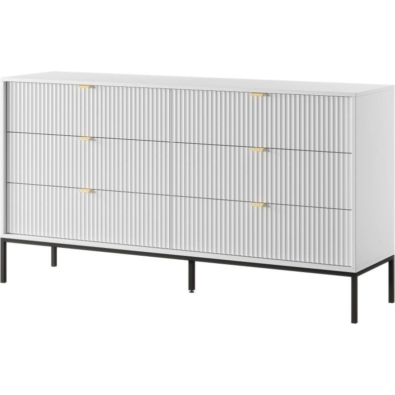 Συρταριέρα Nova χρώμα λευκό με 6 συρτάρια 154x91x39cm