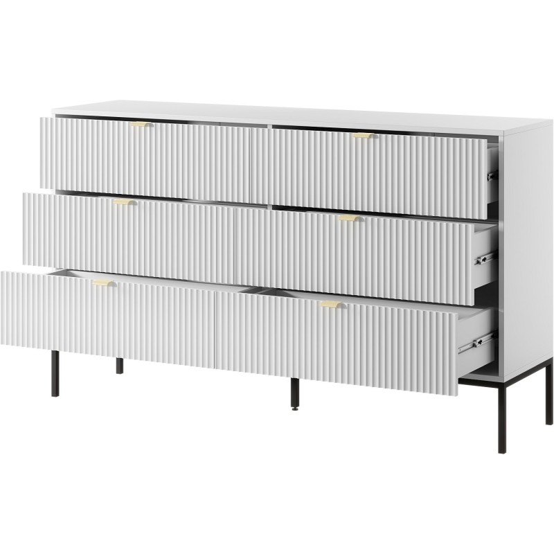 Συρταριέρα Nova χρώμα λευκό με 6 συρτάρια 154x91x39cm