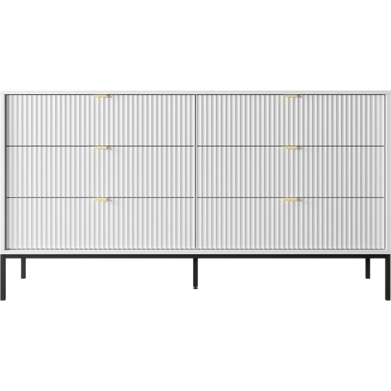Συρταριέρα Nova χρώμα λευκό με 6 συρτάρια 154x91x39cm