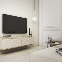 Κρεμαστό έπιπλο τηλεόρασης ORO_MDF Μπεζ 135x30x32cm