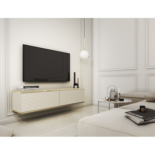 Έπιπλο τηλεόρασης ORO_MDF επιτοίχιο Μπεζ 135x30x32cm