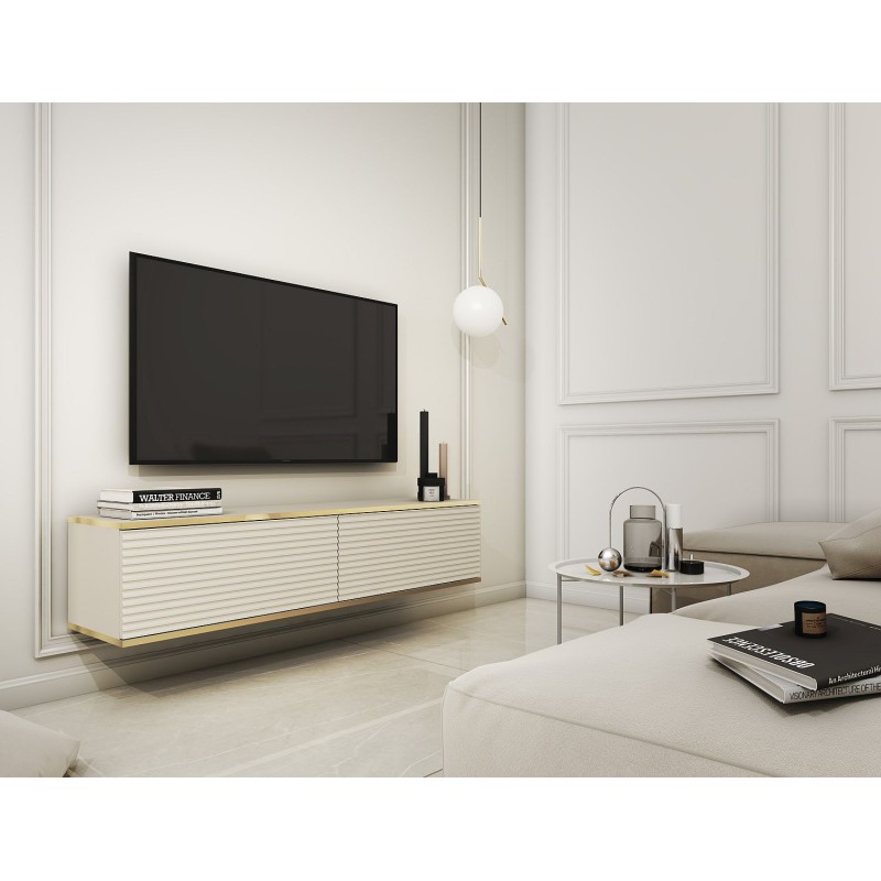 Κρεμαστό έπιπλο τηλεόρασης ORO_MDF Μπεζ 135x30x32cm