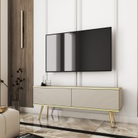 Έπιπλο τηλεόρασης ORO_MDF Μπεζ + χρυσό 135x53x32cm