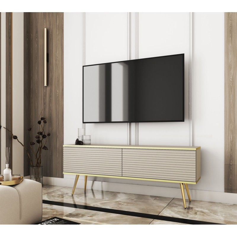Έπιπλο τηλεόρασης ORO_MDF Μπεζ + χρυσό 135x53x32cm